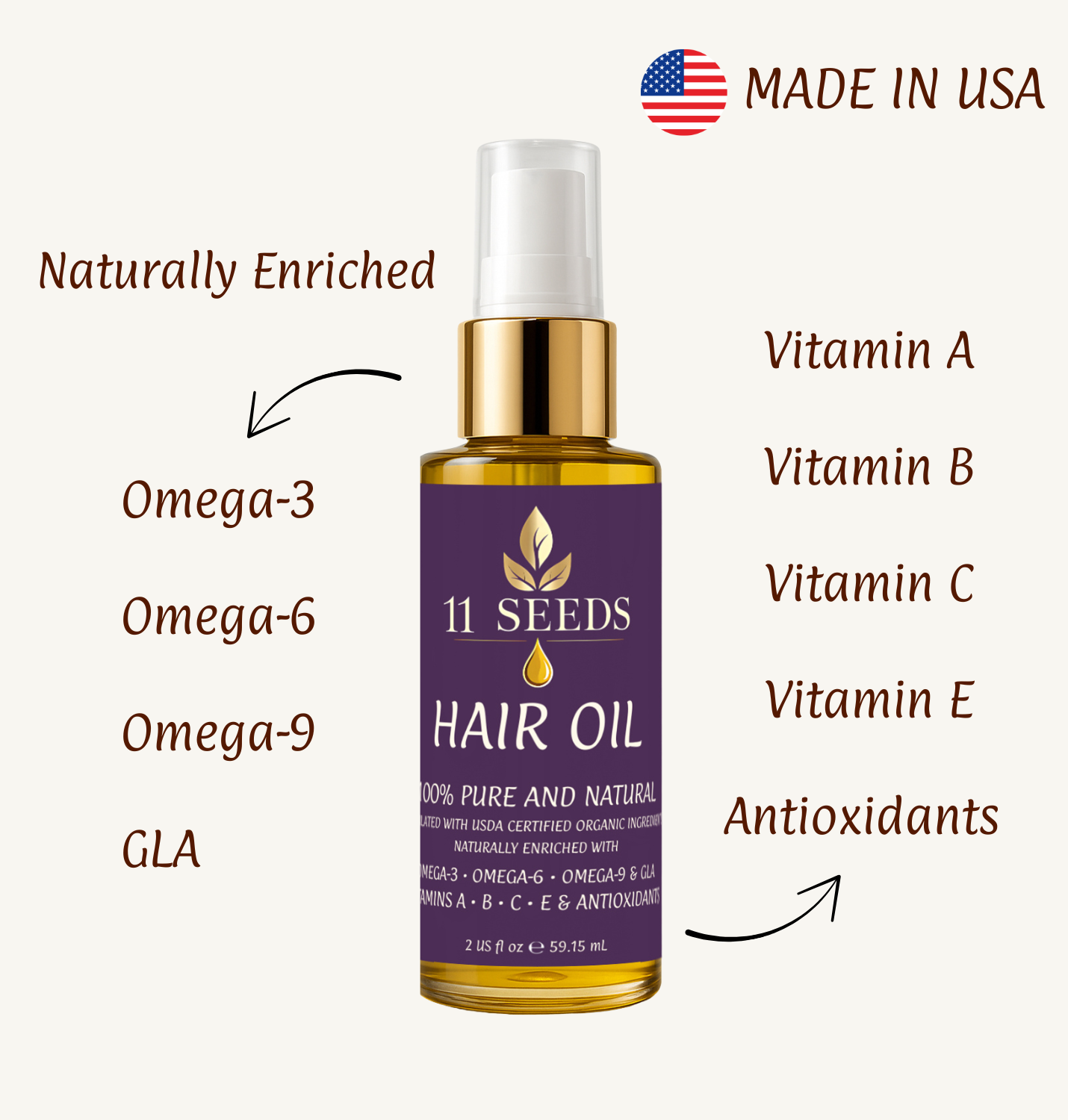 Organic Naturally Enriched Hair Oil Side View